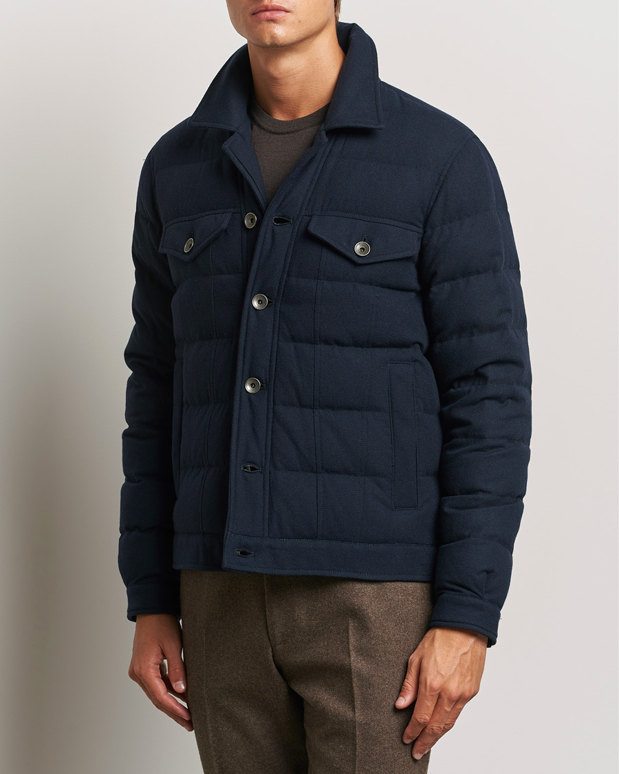 Herr |  | Herno | Cashmere Down Biker Jacket Navy