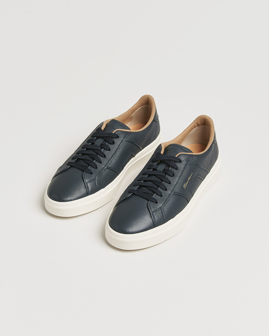 Herr |  | Santoni | Double Buckle Sneakers Navy Grain