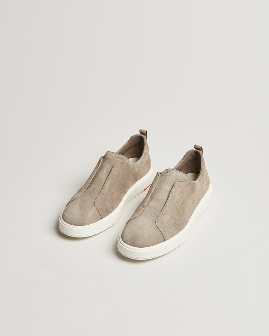 Herr | Skor | Santoni | Cleanic No Lace Sneaker Taupe Suede