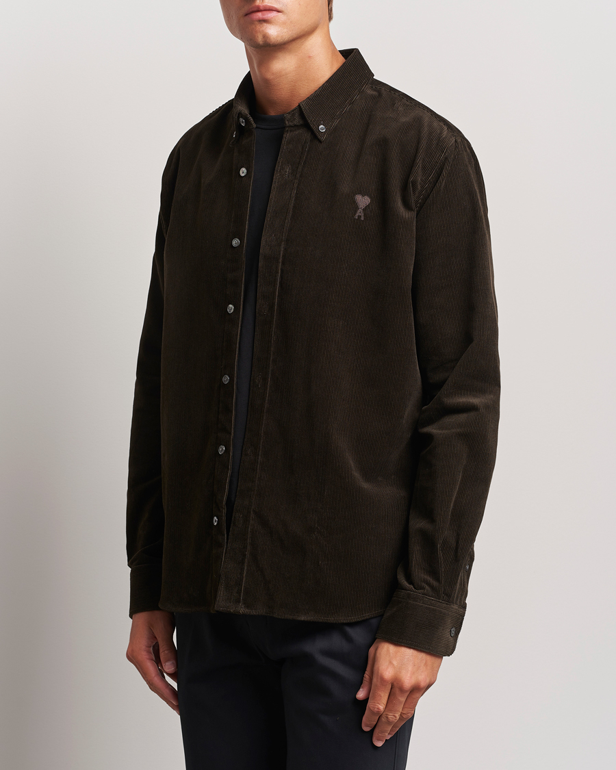 Herr |  | AMI | Classic Fit Corduroy Shirt Dark Coffee