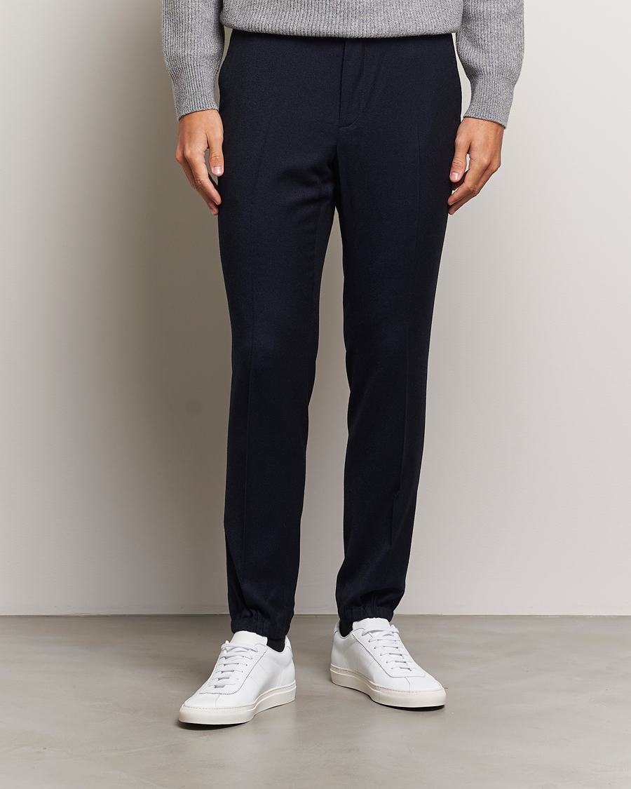 Herr |  | Zegna | Techmerino Flannel Drawstring Pants Navy