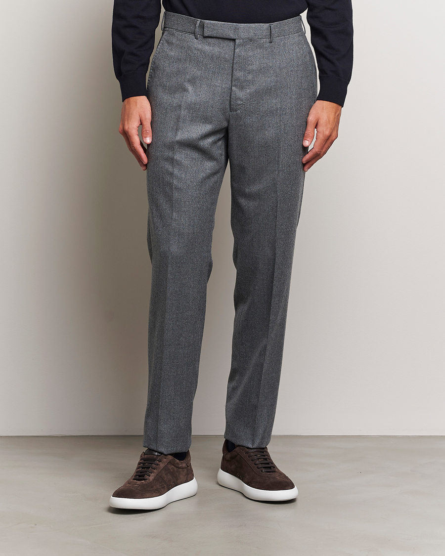 Herr |  | Zegna | Carded Flannel Trousers Grey Melange