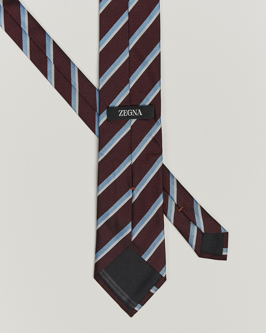 Herr |  | Zegna | Regimental Stripe Silk Tie Burgundy