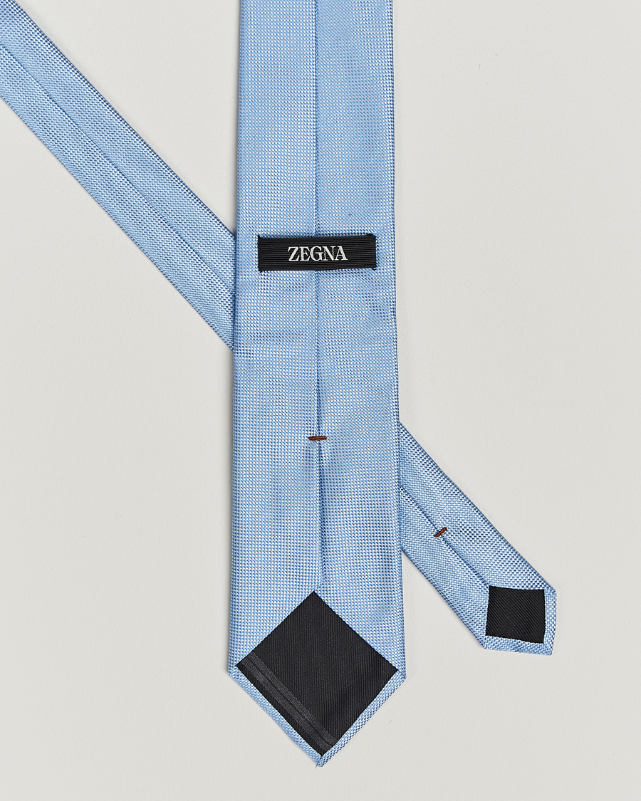 Herr |  | Zegna | Micro Structure Silk Tie Light Blue