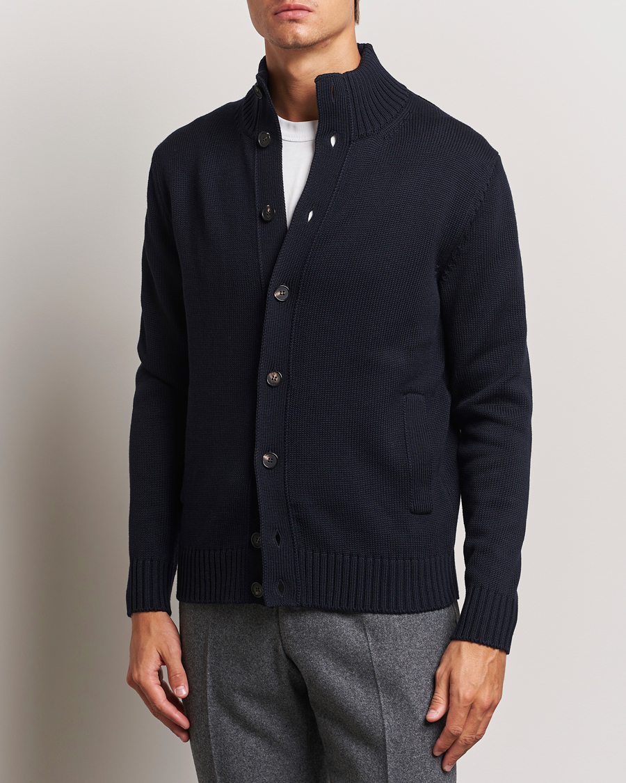 Herr |  | Zanone | Virgin Merino Wool Chioto Cardigan Navy