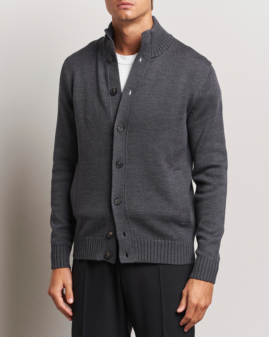 Herr |  | Zanone | Virgin Merino Wool Chioto Cardigan Grey Melange