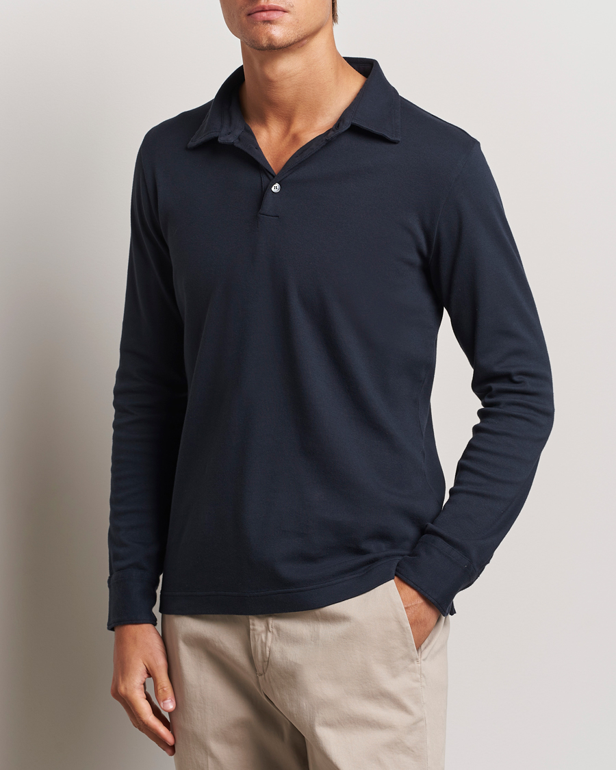 Herr |  | Zanone | Heavy Jersey Long Sleeve Polo Navy