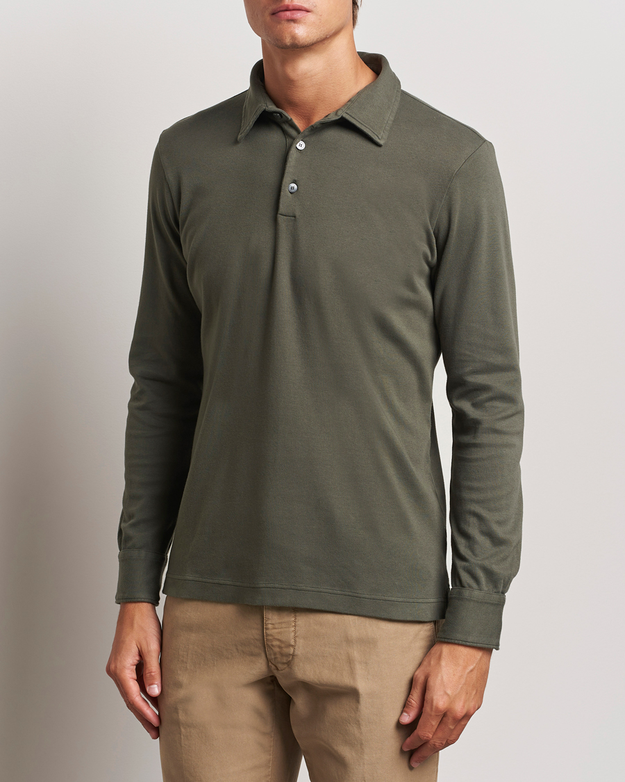 Herr |  | Zanone | Heavy Jersey Long Sleeve Polo Olive