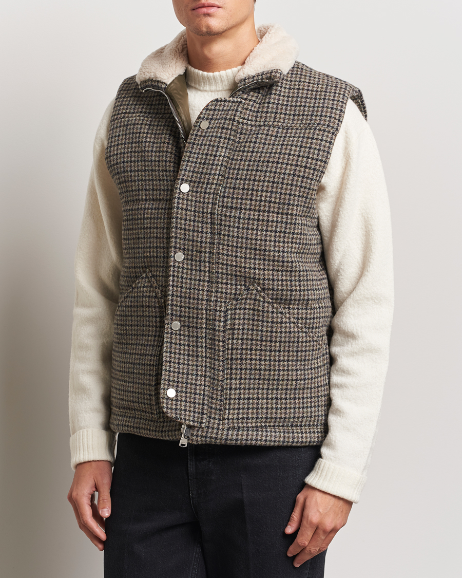 Herr |  | Valstar | Shearling Collar Down Vest Grey Houndstooth