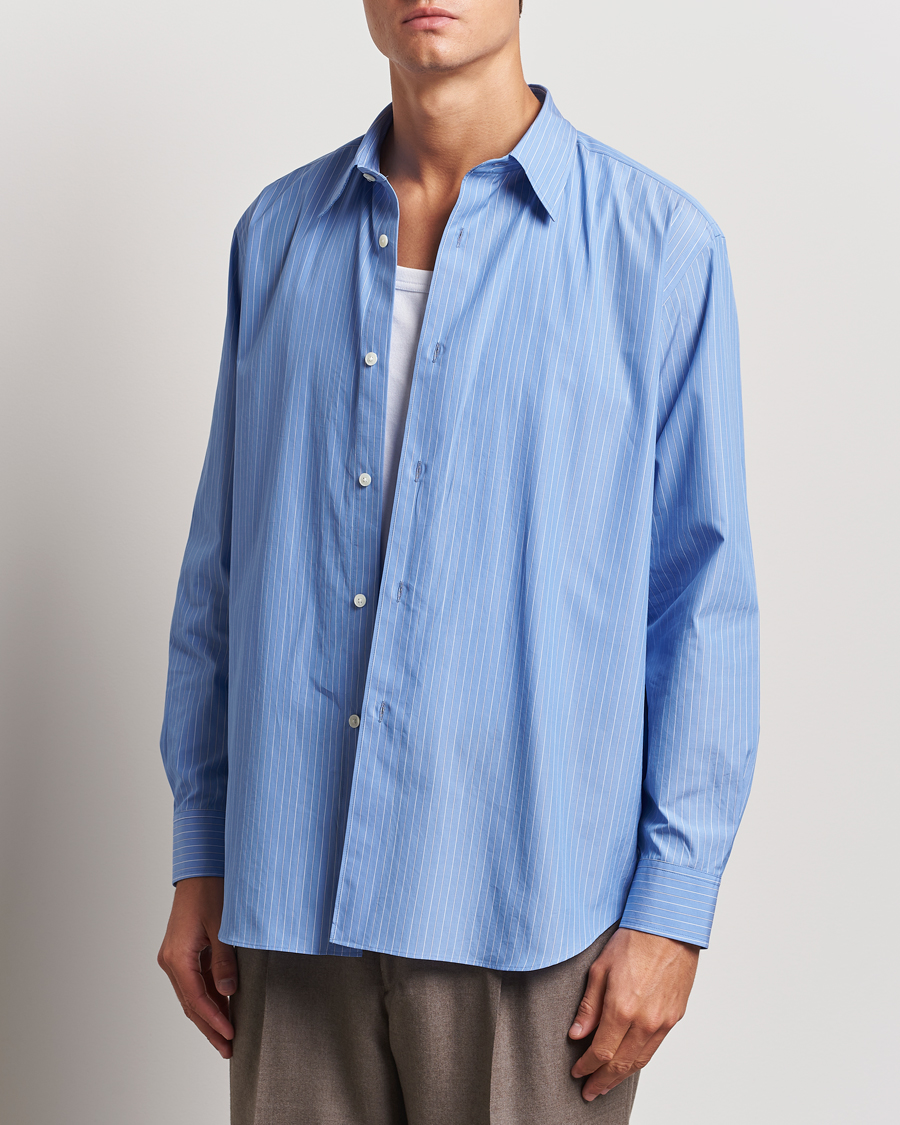 Herr |  | Auralee | Suvin Cloth Striped Shirt Sax Blue