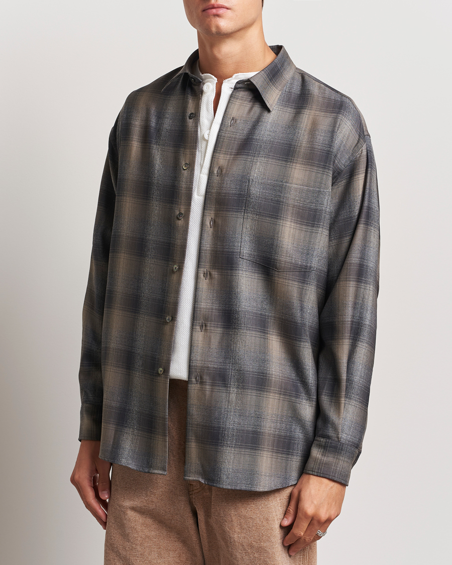 Herr |  | Auralee | Superlight Wool Shirt Charcoal Check