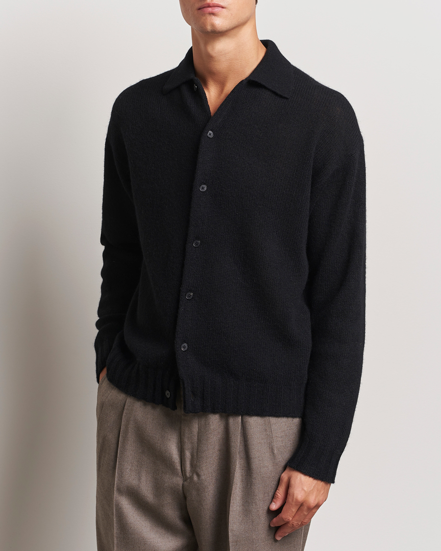 Herr |  | Auralee | Shetland Wool/Cashmere Cardigan Black