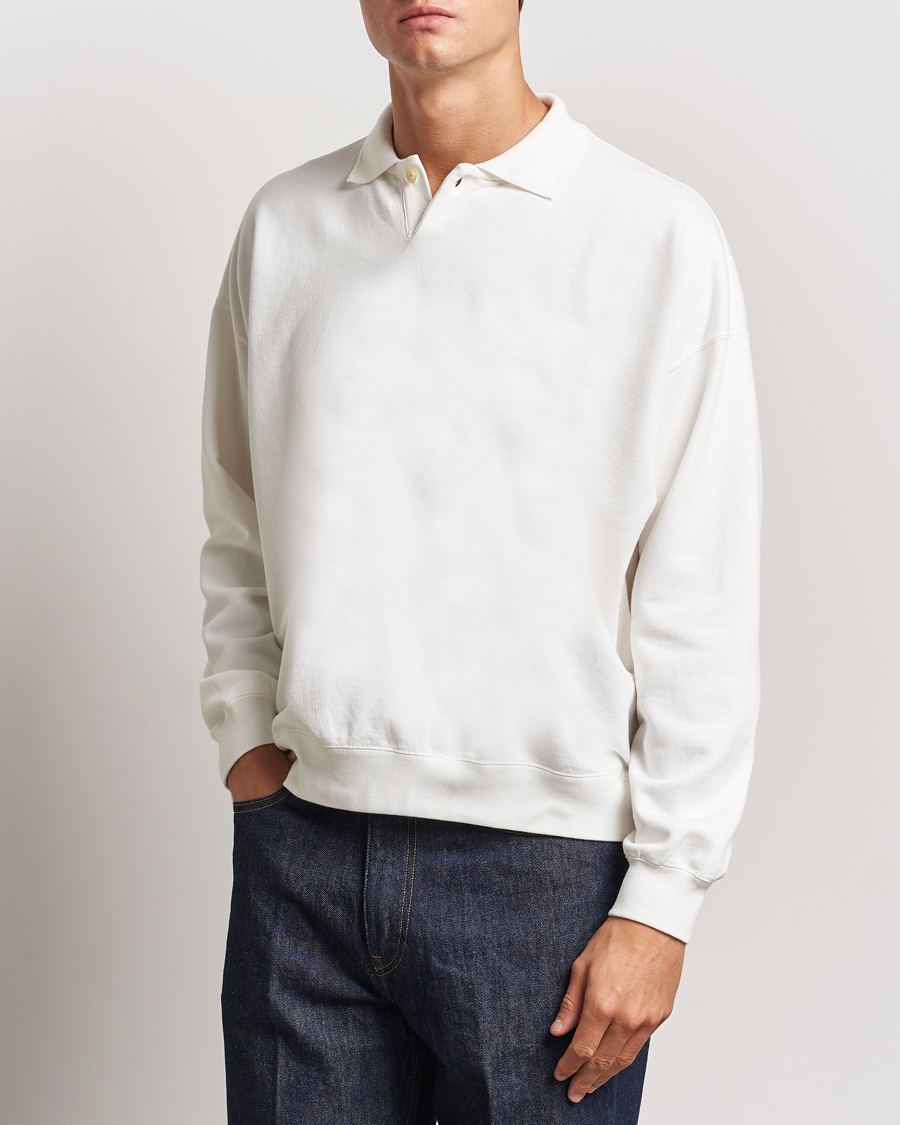 Herr |  | Auralee | Pima Cotton Long Sleeve Polo White