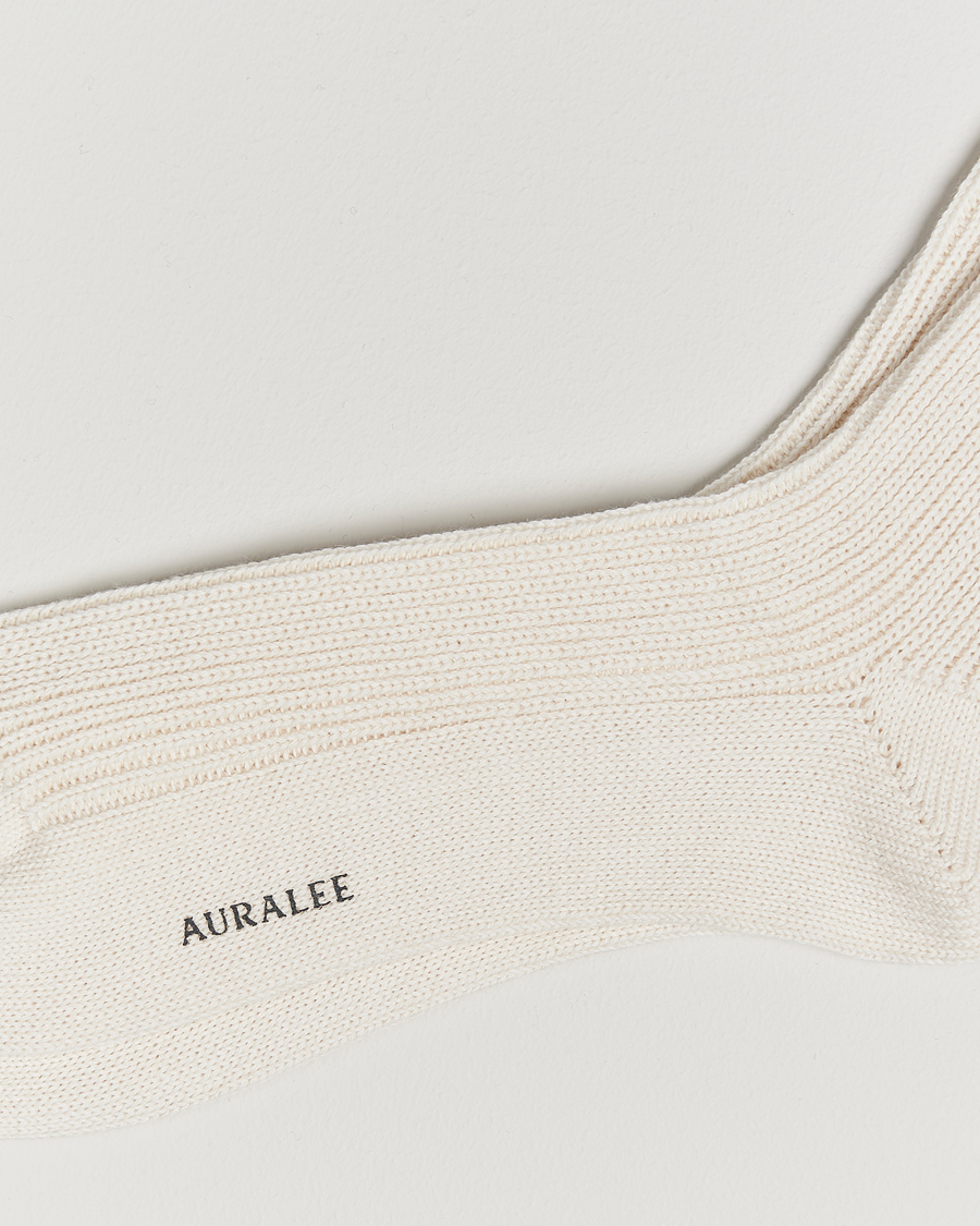 Herr |  | Auralee | Cotton/Cashmere Socks Ivory