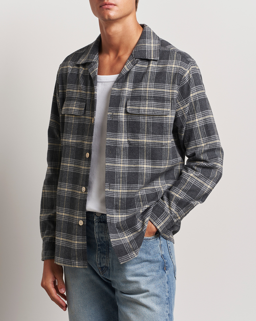 Herr | Flanellskjortor | Sunflower | Flannel Pocket Shirt Grey Check