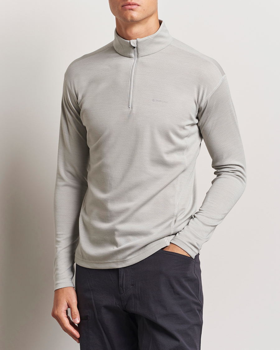 Herr |  | Snow Peak | Wool Blend Half Zip T-Shirt Icegrey