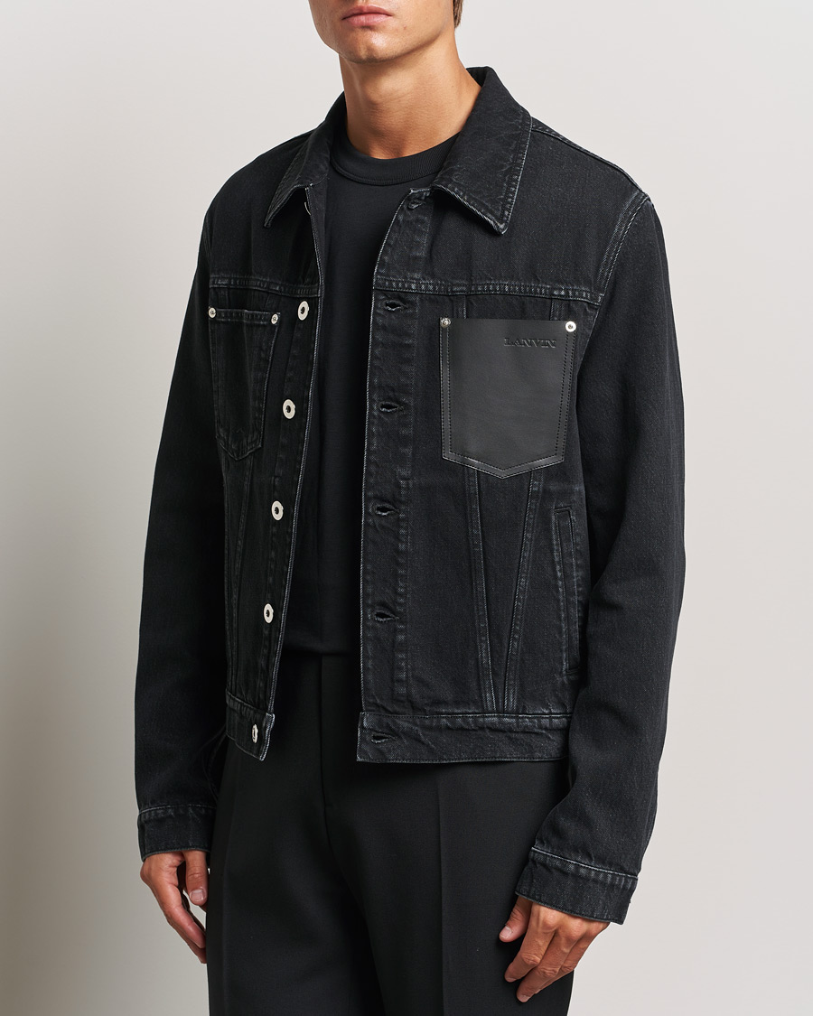 Herr | Jeansjackor | Lanvin | Leather Pocket Denim Jacket Black