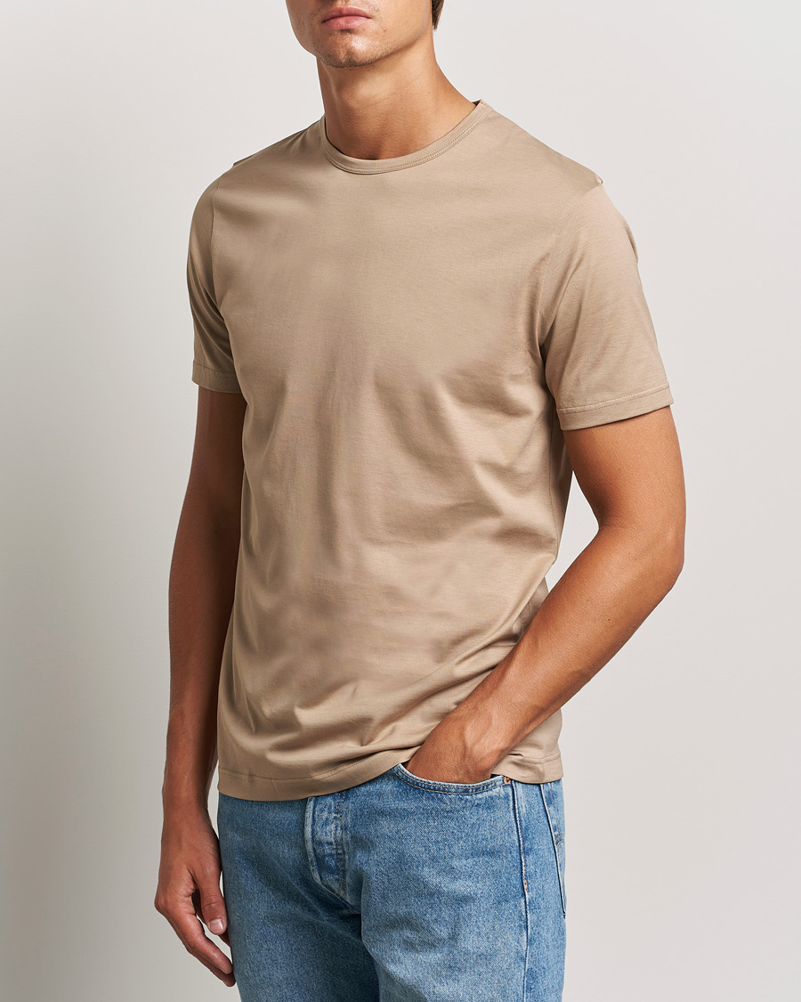 Herr |  | Sunspel | Crew Neck Cotton Tee Sandstone