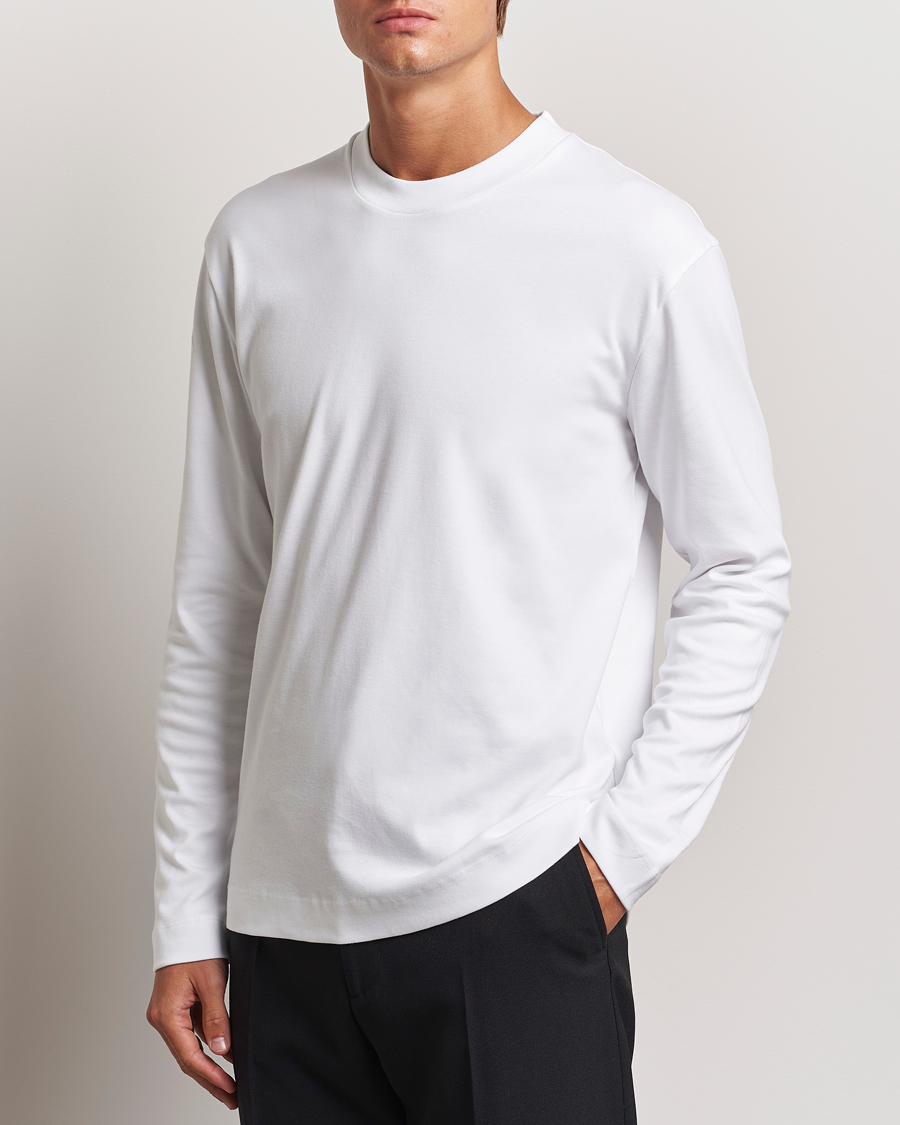 Herr |  | Sunspel | Heavyweight Mock Neck Long Sleeve T-Shirt White