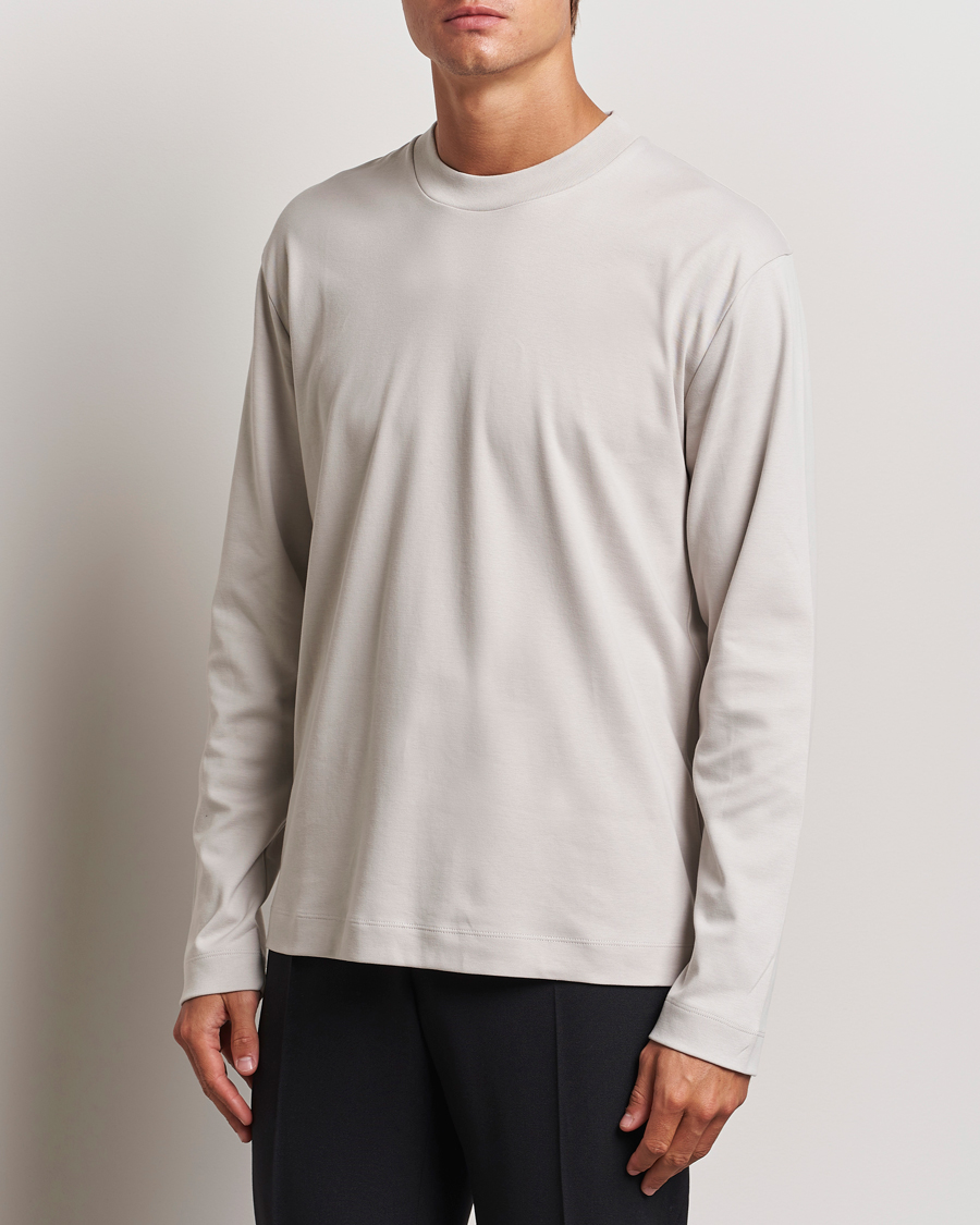 Herr |  | Sunspel | Heavyweight Mock Neck Long Sleeve T-Shirt Putty