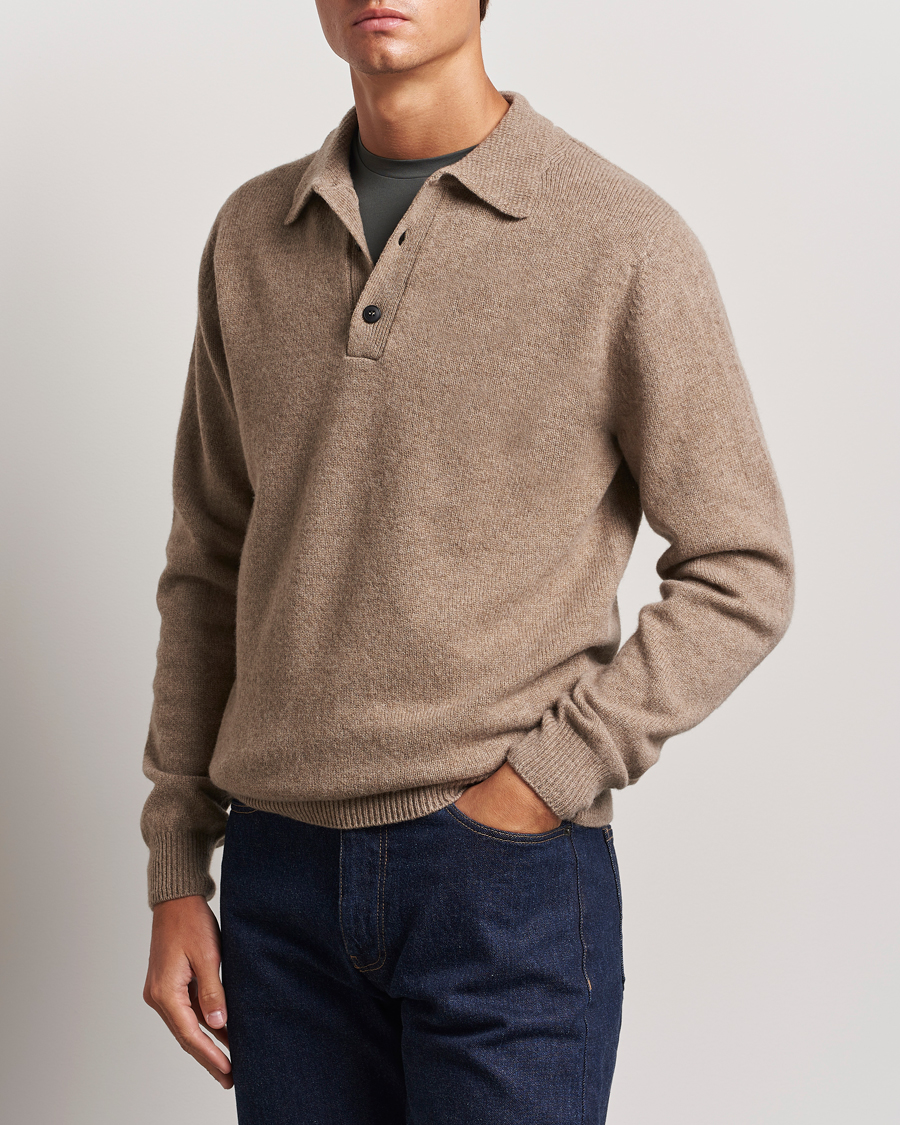 Herr |  | Sunspel | Lambswool Poloshirt Sandstone