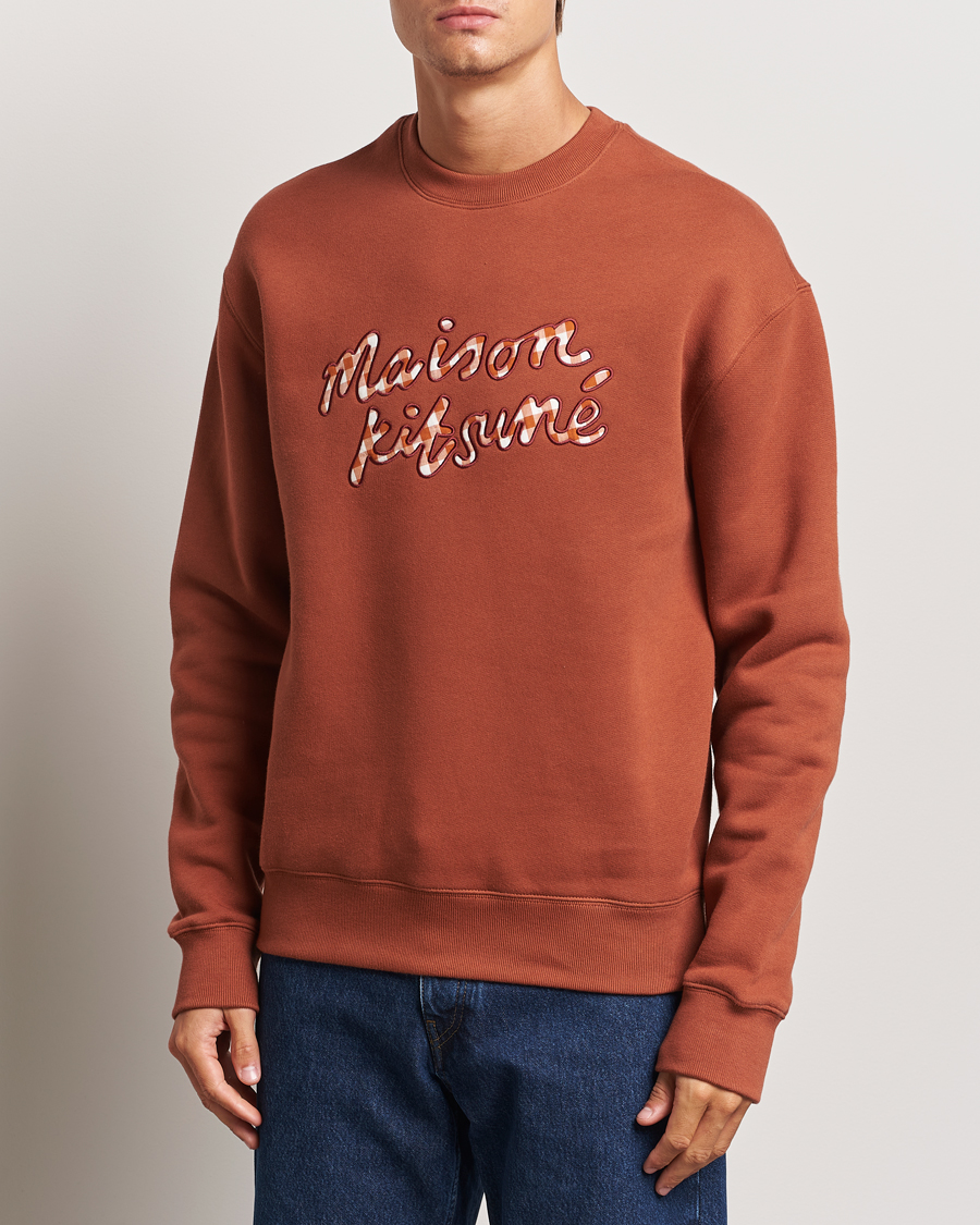 Herr |  | Maison Kitsuné | Gingham Handwriting Sweatshirt Pecan