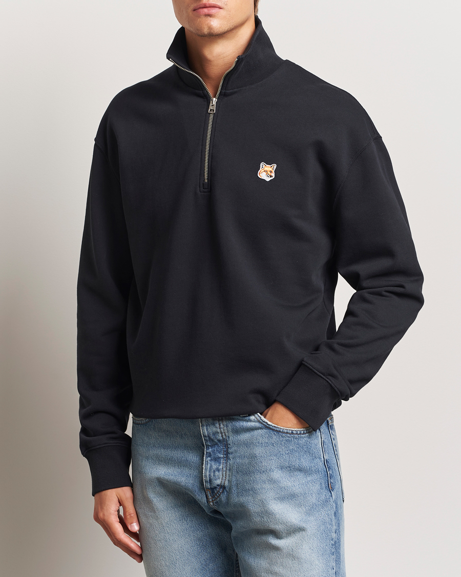 Herr |  | Maison Kitsuné | Fox Head Half Zip Sweatshirt Black