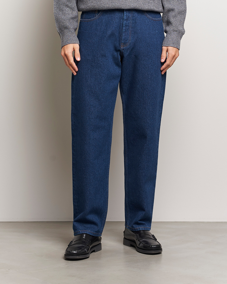 Herr |  | Maison Kitsuné | Straight Fit Jeans Stone Washed Indigo