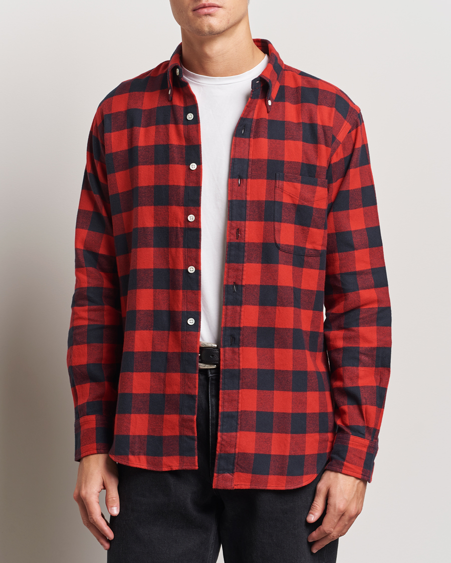 Herr |  | Kamakura Shirts | Vintage Ivy Buffalo Check Flannel Shirt Red