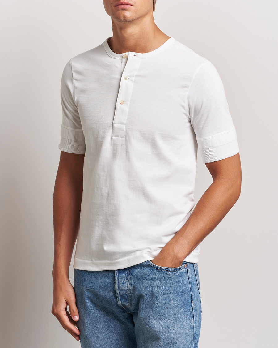 Herr |  | Merz b. Schwanen | Short Sleeve Organic Cotton Henley White