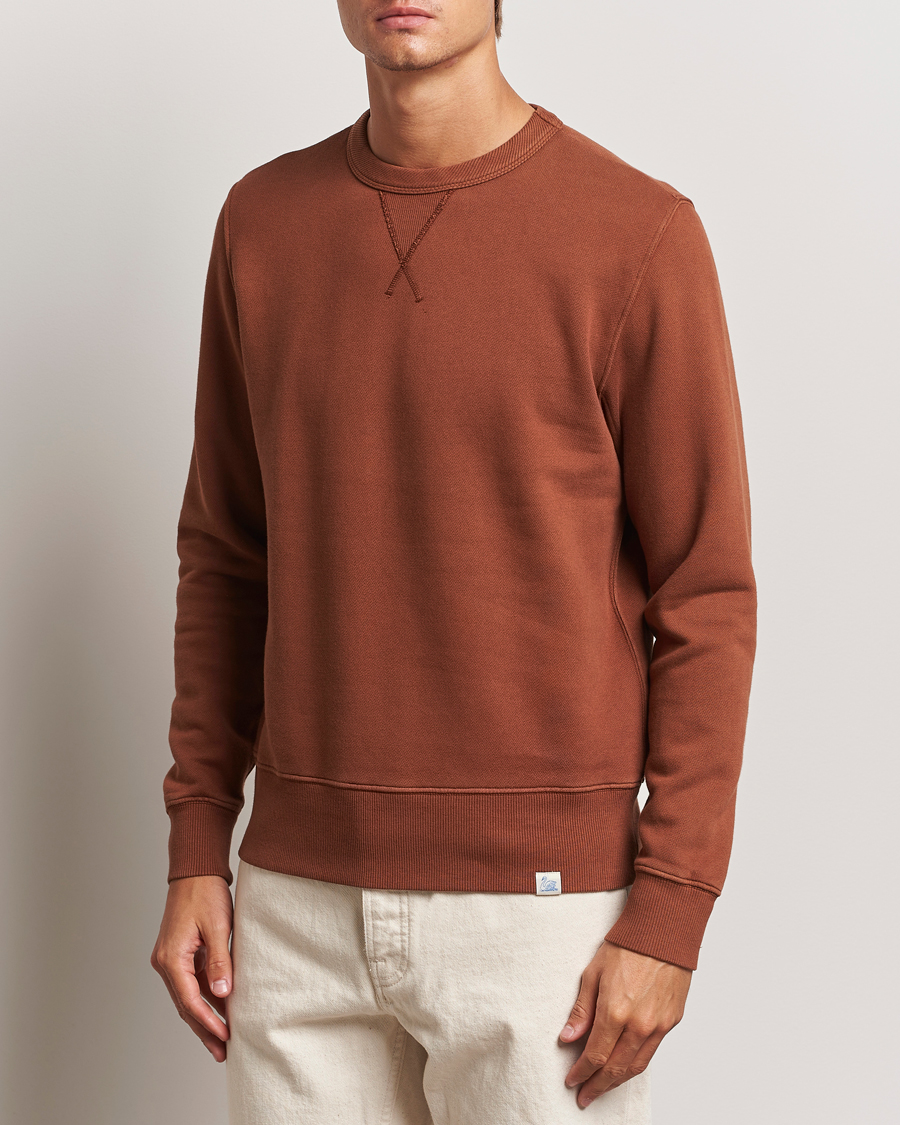 Herr |  | Merz b. Schwanen | Vintage Fleece Crew Neck Sweatshirt Chestnut