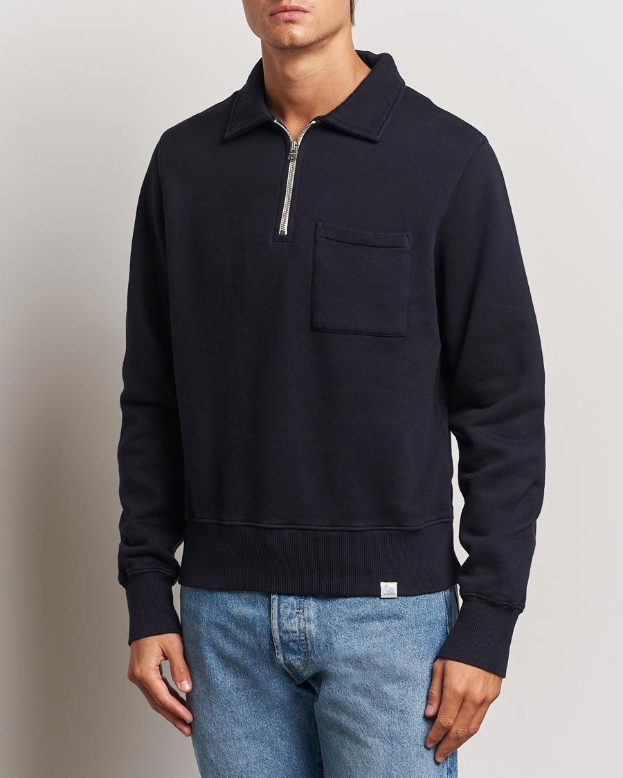 Herr |  | Merz b. Schwanen | Vintage Fleece Half Zip Sweatshirt Dark Navy