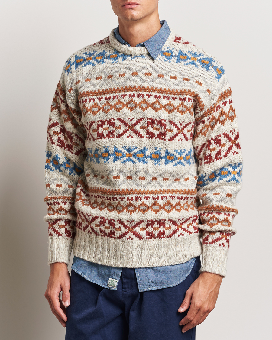 Herr |  | BEAMS PLUS | Fair Isle Crew Neck Sweater Off White