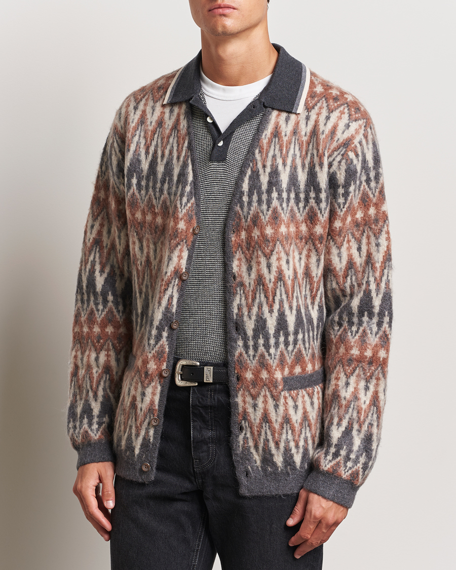 Herr |  | BEAMS PLUS | Chevron Jacquard Cardigan Grey