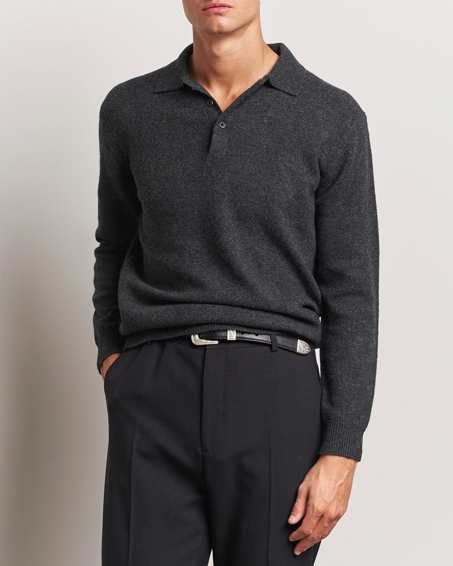 Herr |  | BEAMS PLUS | Long Sleeve Knitted Polo Charcoal