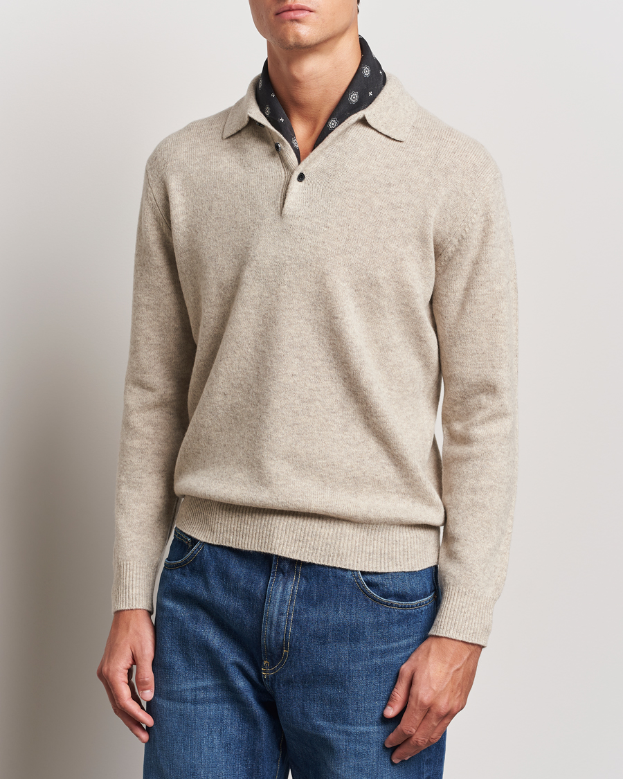 Herr |  | BEAMS PLUS | Long Sleeve Knitted Polo Beige