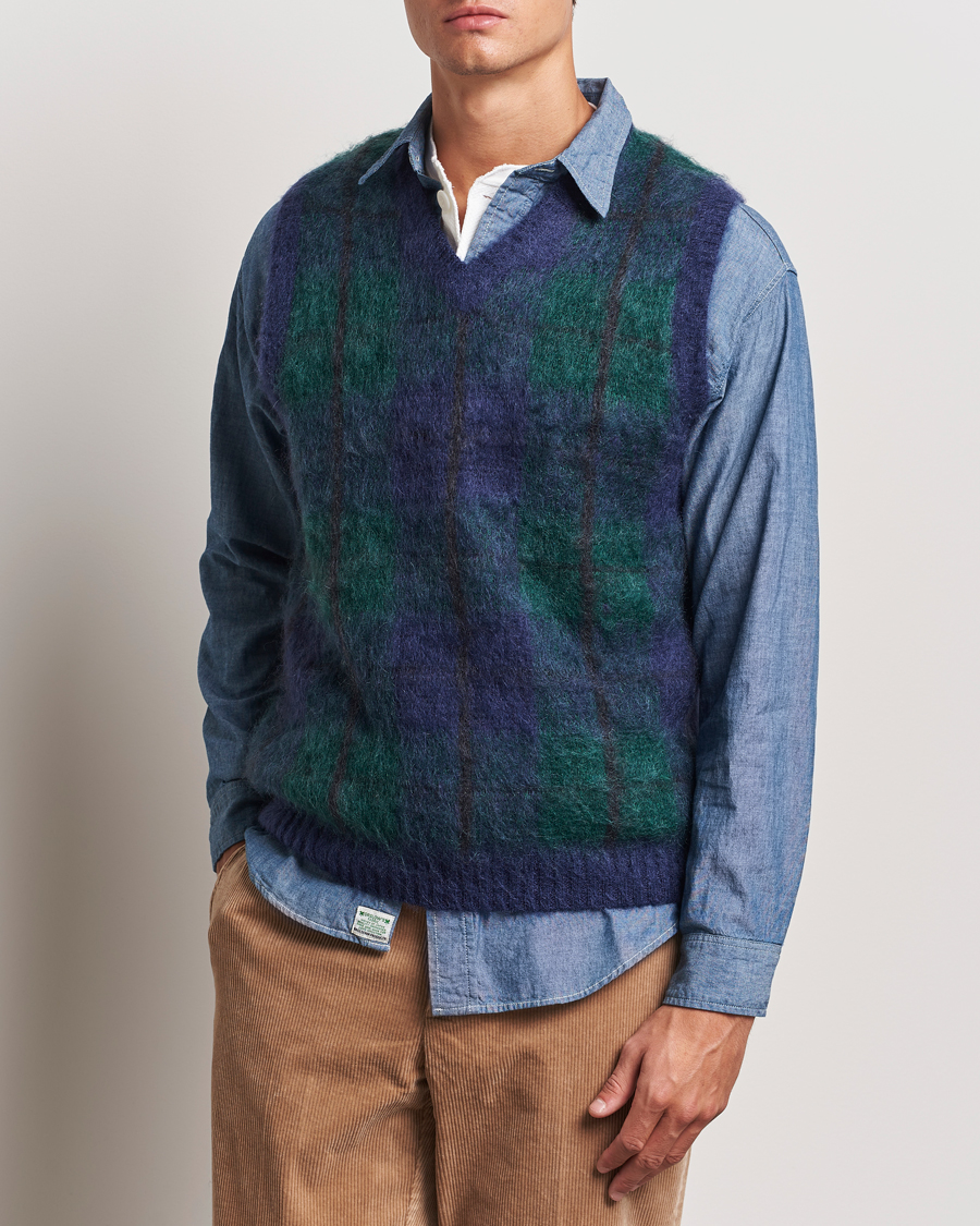 Herr |  | BEAMS PLUS | Mohair Check Vest Navy