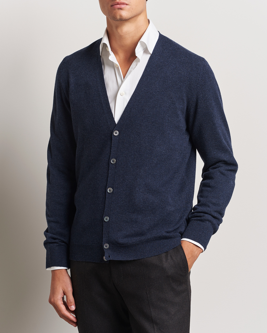 Herr |  | Gran Sasso | Wool/Cashmere Cardigan Navy Melange