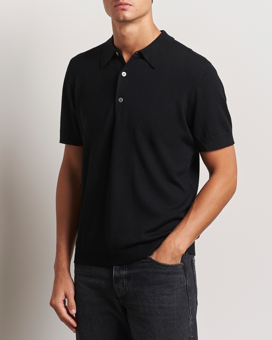 Herr |  | A Day\'s March | Rosehall Short Sleeve Merino Polo Black