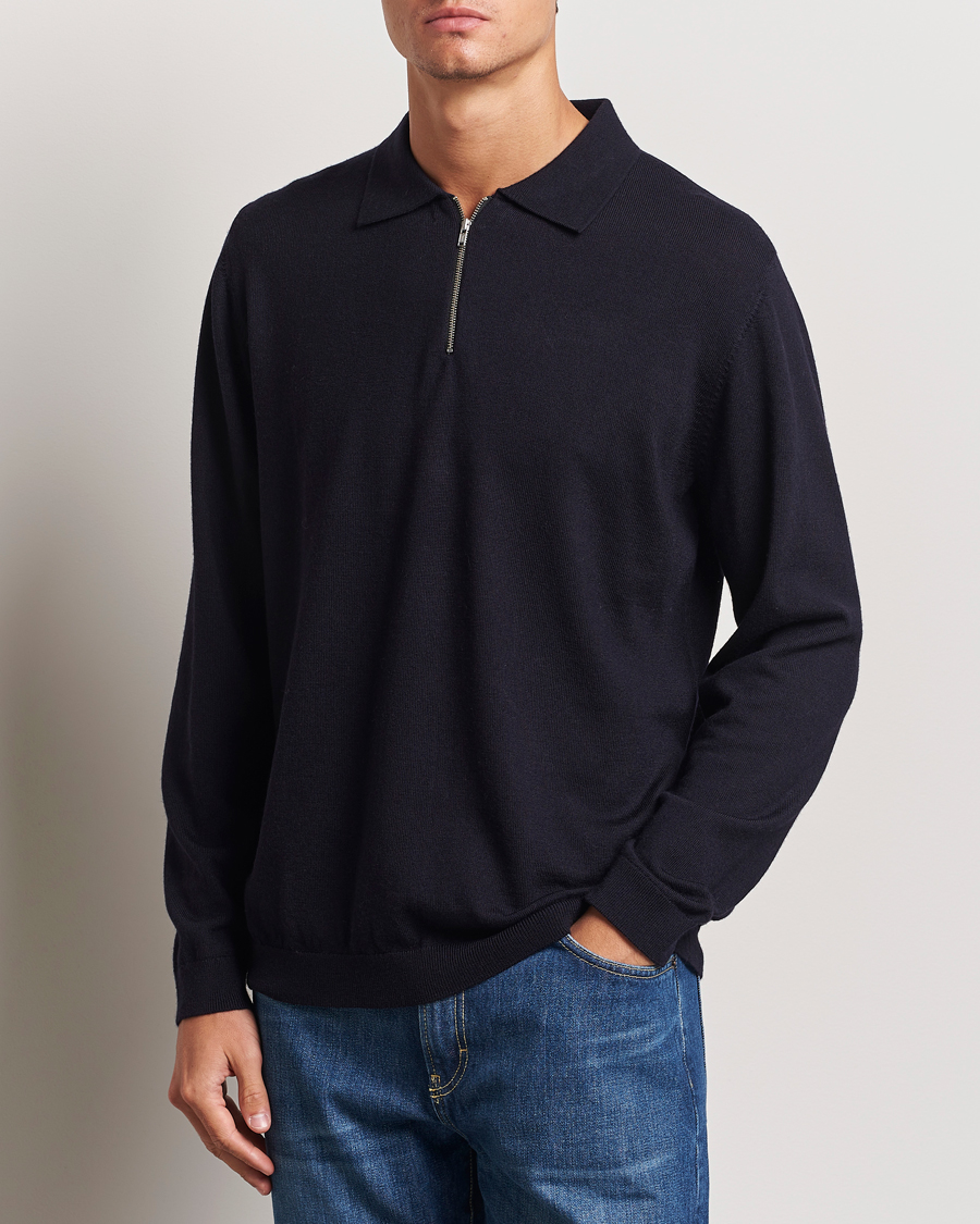 Herr |  | A Day\'s March | Thompson Merino Half-Zip Polo Navy