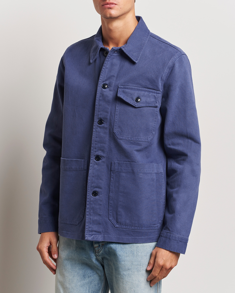 Herr |  | A Day\'s March | Patch Pocket Sturdy Twill Overshirt Brewers Blue