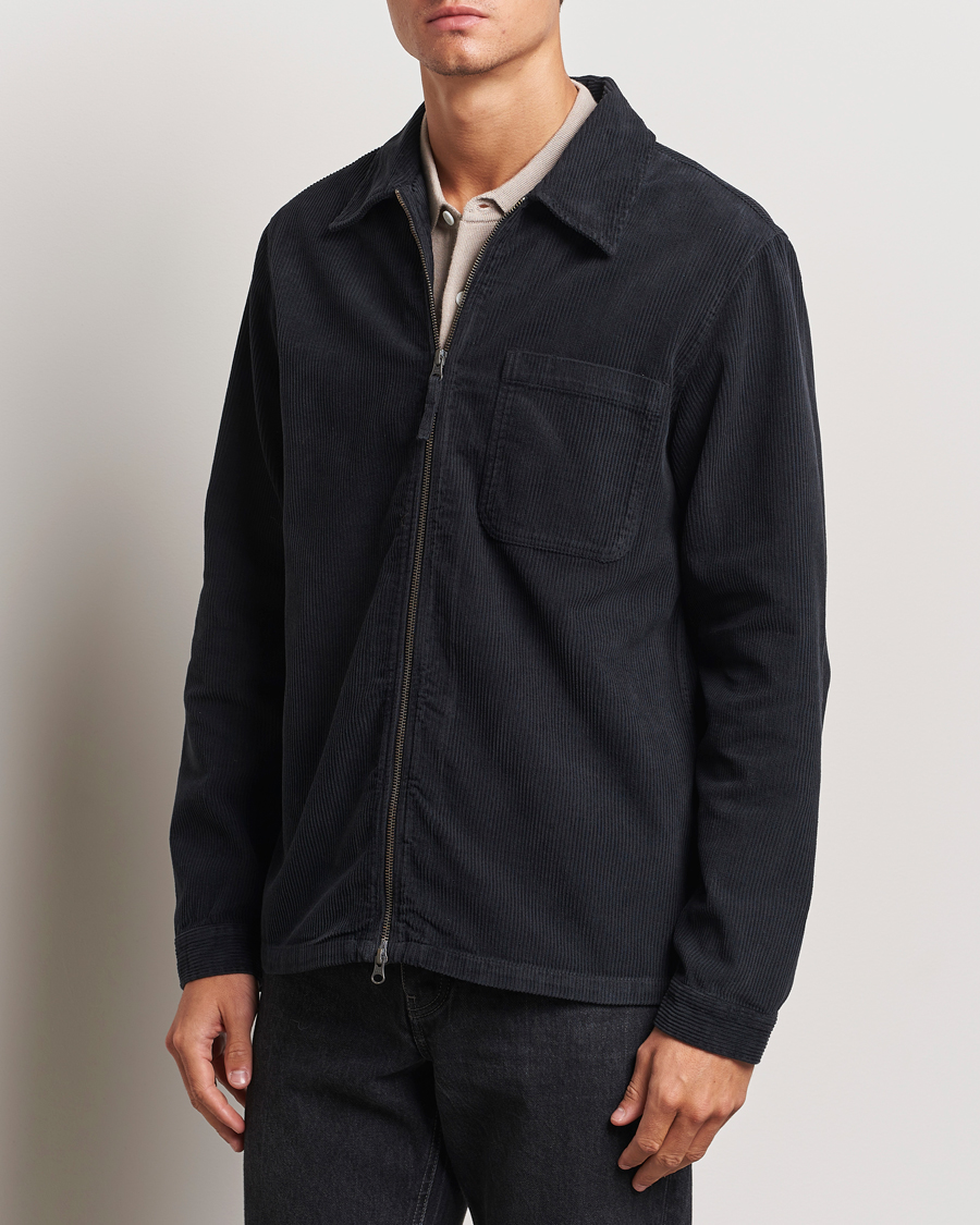 Herr |  | A Day\'s March | Fraser Zip Corduroy Overshirt Black