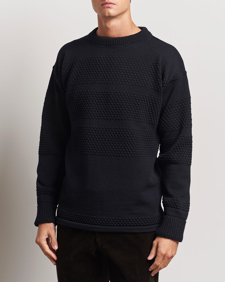 Herr |  | S.N.S. Herning | Fisherman Wool Crew Neck Sweater Navy Blue