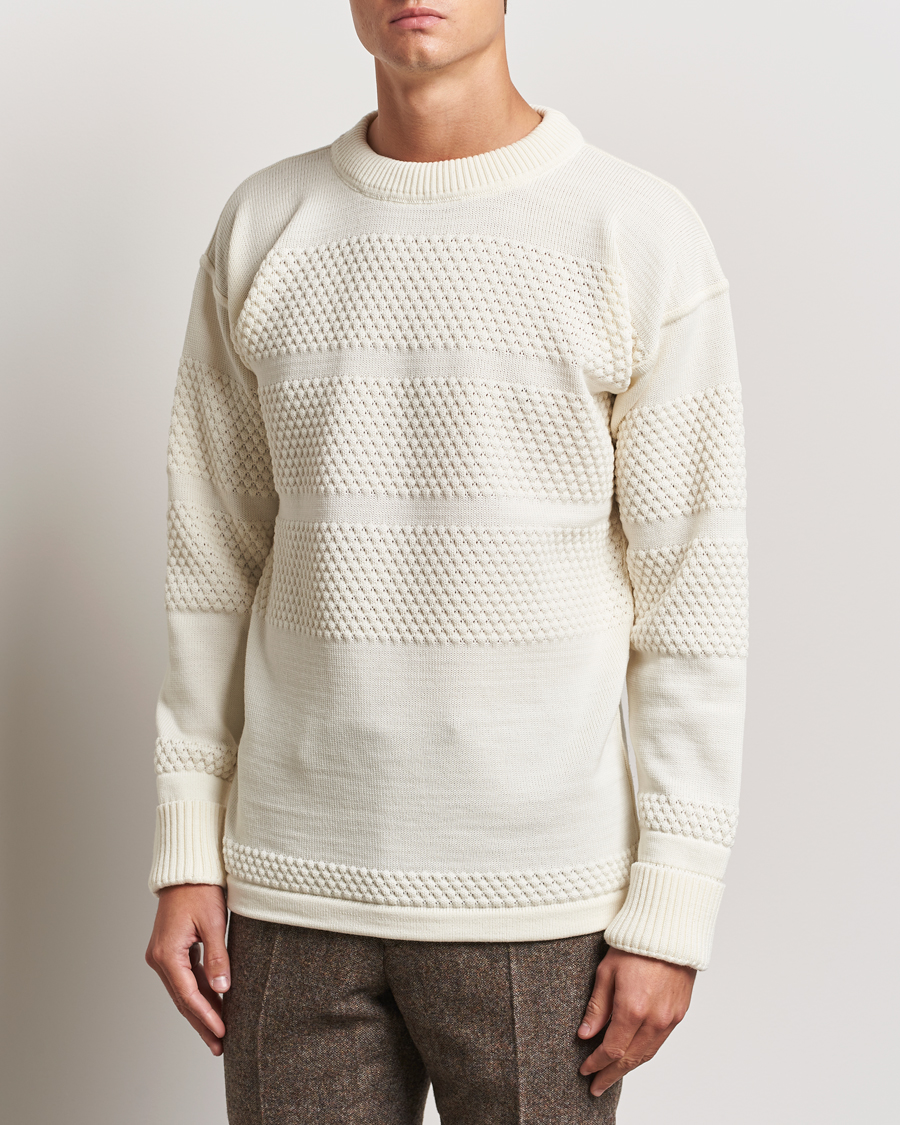 Herr |  | S.N.S. Herning | Fisherman Wool Crew Neck Sweater Natural White