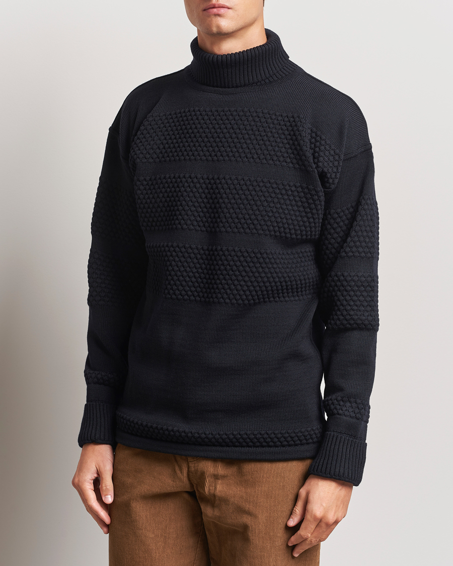 Herr |  | S.N.S. Herning | Fisherman Wool Rollneck Sweater Navy Blue