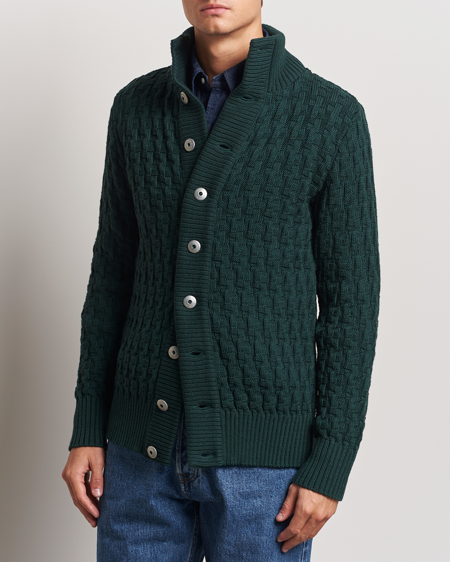 Herr |  | S.N.S. Herning | Stark Wool Cable Knit Cardigan Thunder Green