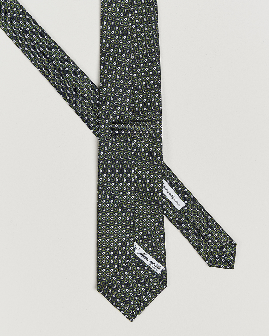 Herr |  | E. Marinella | 3-Fold Printed Silk Tie Navy/Green