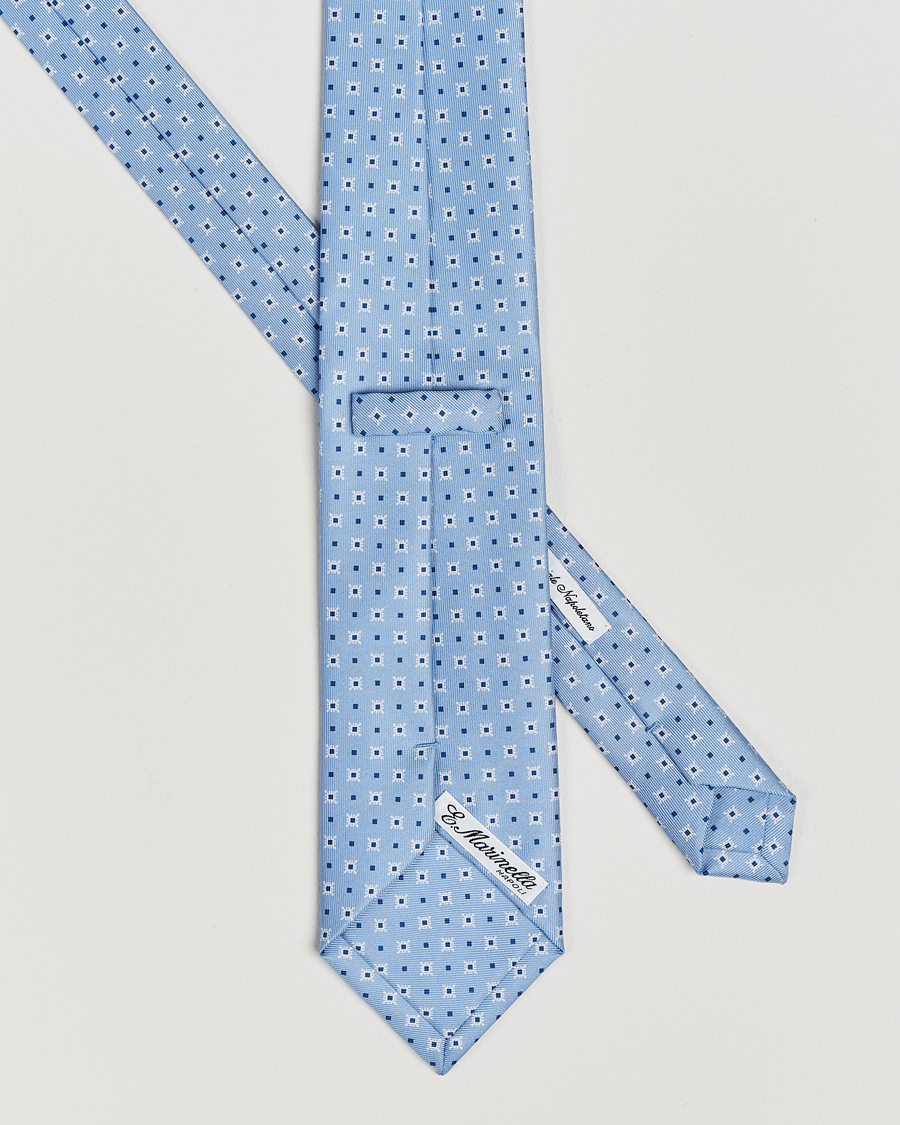 Herr | Kavaj | E. Marinella | 3-Fold Printed Silk Tie Light Blue