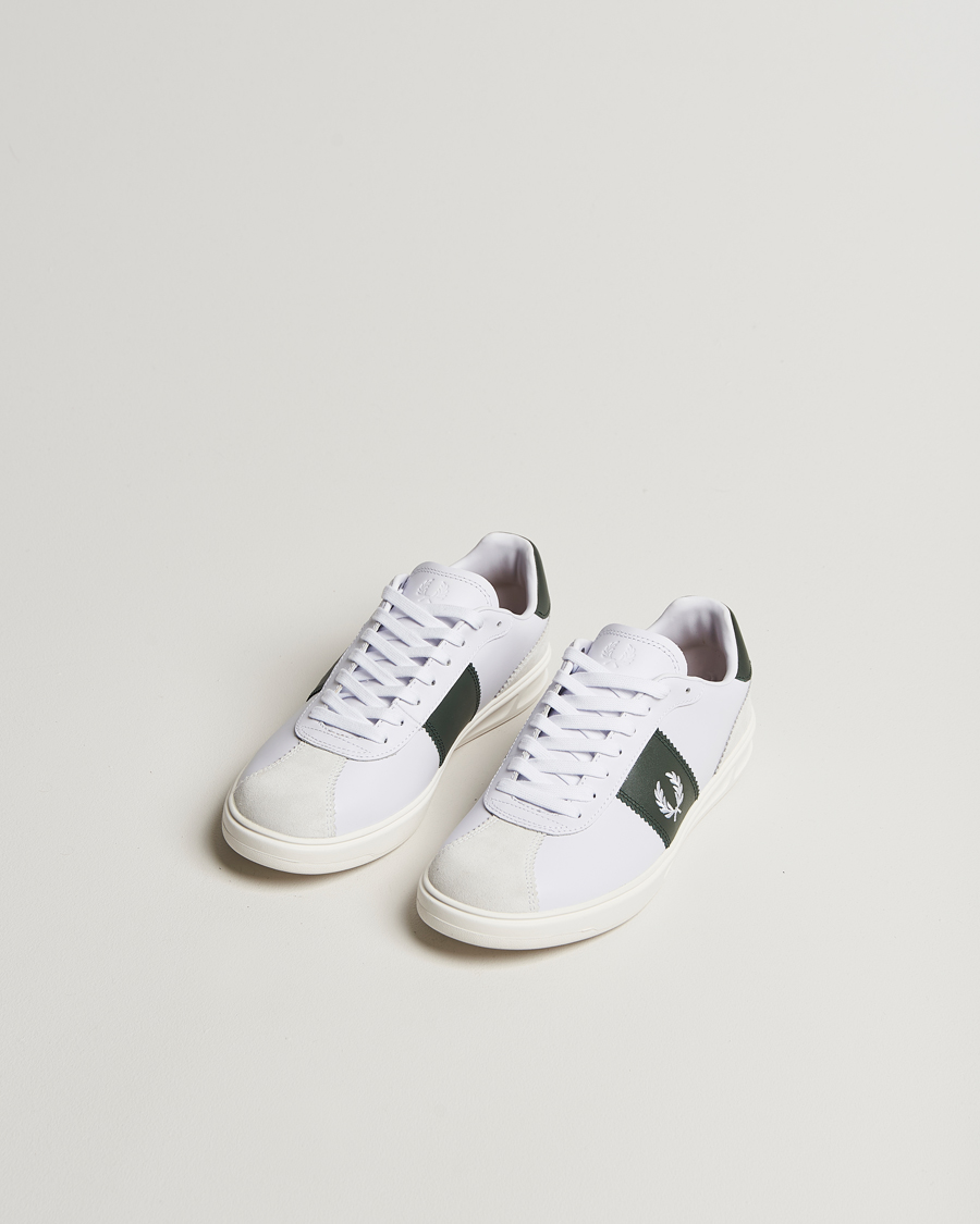 Herr | Sneakers | Fred Perry | B4 Leather/Suede Sneaker White/Green