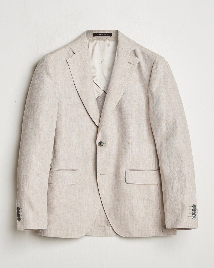 Herr | Kavajer | Oscar Jacobson | Ferry Soft Linen Blazer Beige